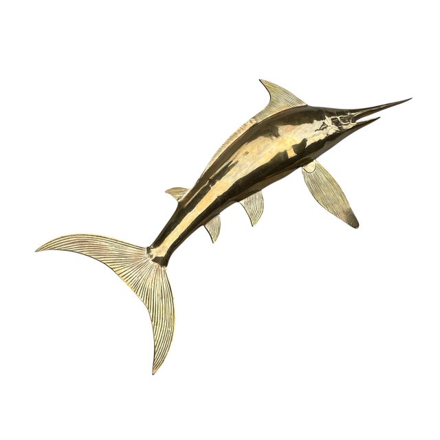 1970's Solid Brass Marlin Wall Decor For Sale - Image 4 of 17