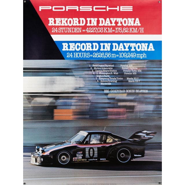 Porsche Record at Daytona Porsche Poster from Strenger Advertising Agency, 1979 For Sale - Image 9 of 9