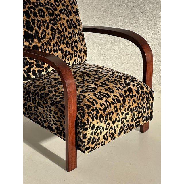 Black Deco Armchairs in Animalier Fabric, 1930s, Set of 2 For Sale - Image 8 of 9