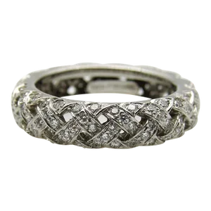 1990s Tiffany & Co. Vannerie Platinum Diamond Eternity Band Size 6.75