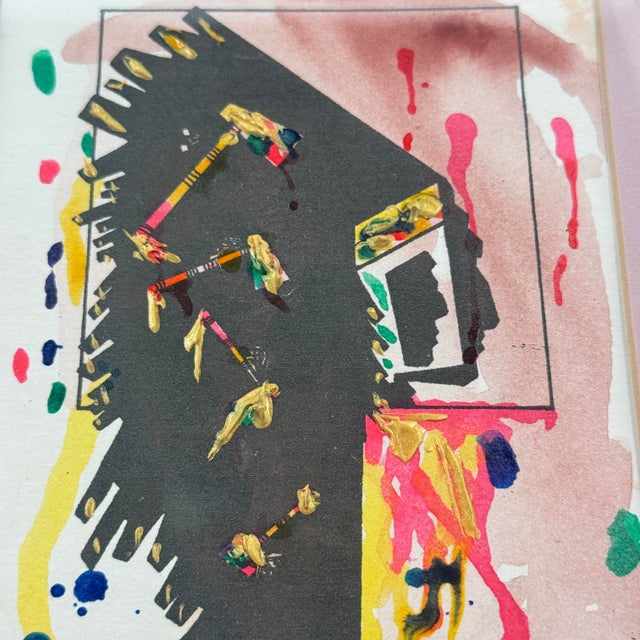 Paint Original Signed Abstract Contemporary Watercolor Mixed Media Painting For Sale - Image 7 of 11