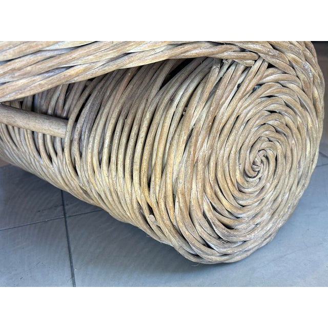 Modern Vintage Coastal Palm Beach Twisted Wicker Scroll Ming Coffee Cocktail Table For Sale - Image 3 of 12