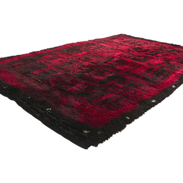 4 x 7 Vintage Finnish Rya Ryijy Rug Kirsti Ilvessalo 78469 Designed by Kirsti Ilvessalo in 1963. Punainen syksy aka Red...