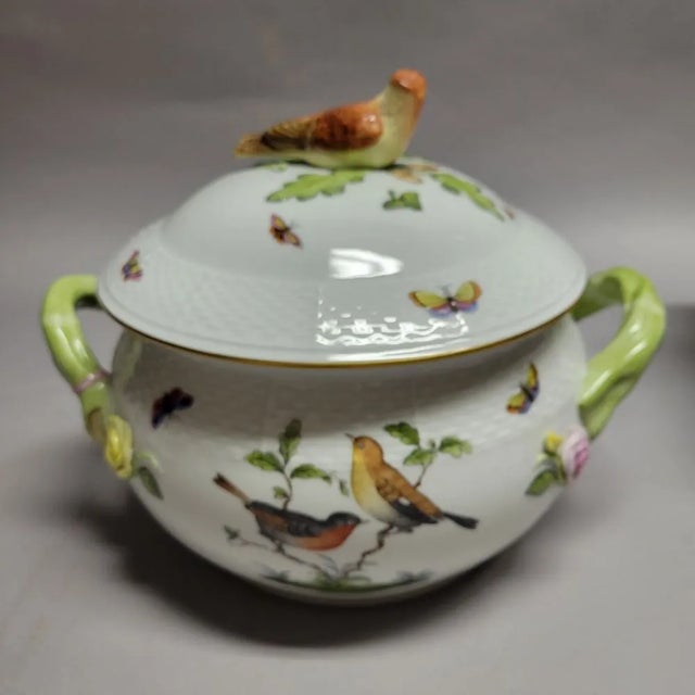 Herend Rothschild Bird Hand-Painted Porcelain Covered Tureen, Hungary For Sale In Raleigh - Image 6 of 11