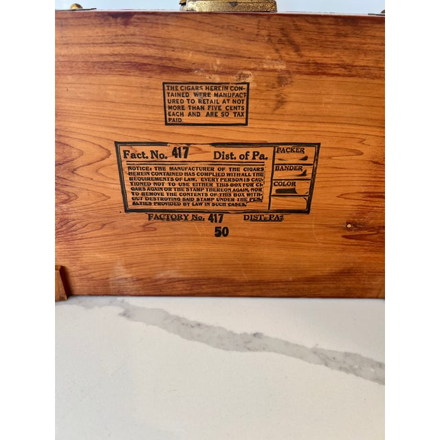 Vintage Dovetail Cedar Wood and Brass Cigar Box | Chairish