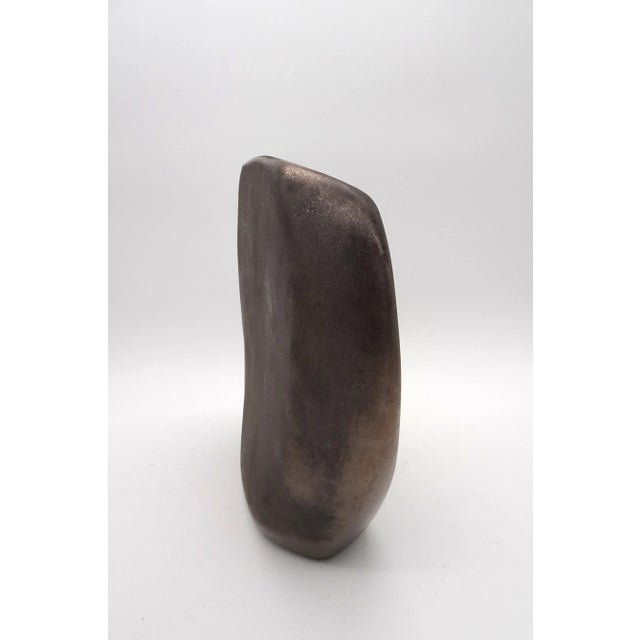 Free-Form Antracite Glazed Ceramic Vase by Max Idlas, 1970s For Sale - Image 9 of 16