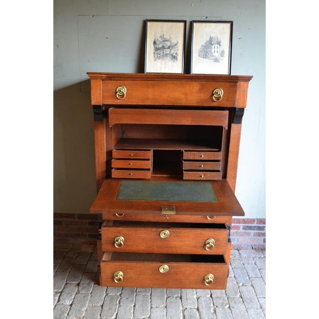 Antique Oak Empire Secretaire Desk For Sale - Image 12 of 14