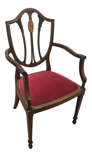 Early 20th Century Walnut Shield Back Armchair