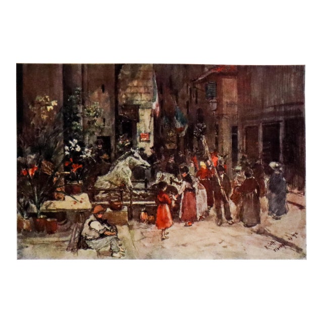 1905 Italian Original Print - The Mercato Nuovo in 1884 - From Book Florence & Some Tuscan Cities (1905) For Sale