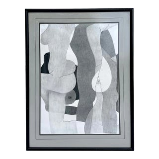 1992 Framed Original Pencil Abstract Nude Pencil Drawing Signed Amy L. Reynolds For Sale