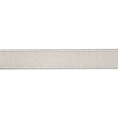 Sample, Scalamandre Montauk Herringbone Tape, Silver Grey Fabric For Sale
