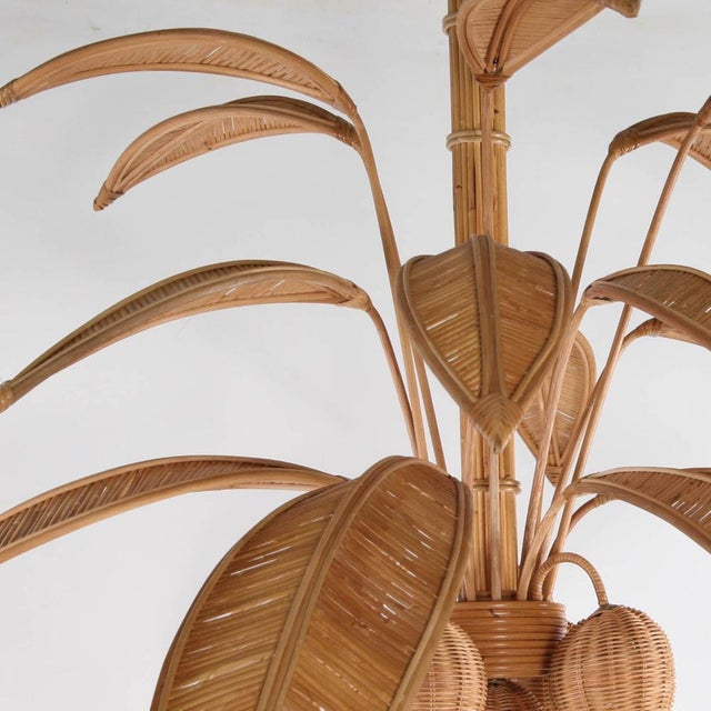 Large Palm Tree Rattan Chandelier For Sale - Image 16 of 18