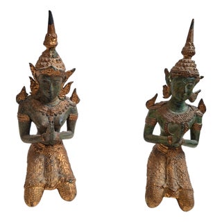 Vintage Bronze Thepphanom Statues, 1990s, Set of 2 For Sale