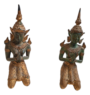 Vintage Bronze Thepphanom Statues, 1990s, Set of 2