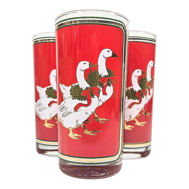 Christmas Culver Tumblers-Set of Four For Sale