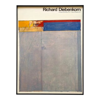 Richard Diebenkorn Vintage 1977 Mid Century Modern Lithograph Print Framed Abstract Expressionist Exhibition Poster " Ocean Park No. 49 " 1972 For Sale