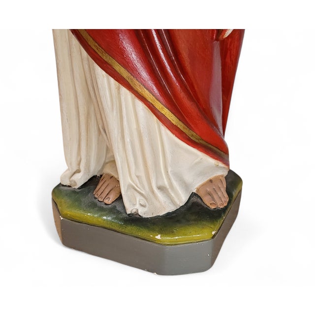 Antique French Hand-Painted Devotional Sculpture in Polychrome Plaster, 1890s For Sale - Image 10 of 14
