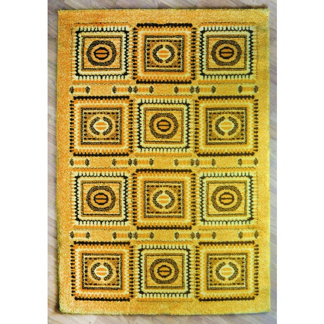 1970s Yellow Hippie Mosaic Carpet, 1970s For Sale - Image 5 of 5