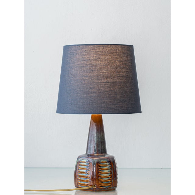 Scandinavian Modern Glazed Stoneware Table Lamp with New Danish Shade from Søholm, 1960s For Sale - Image 10 of 18