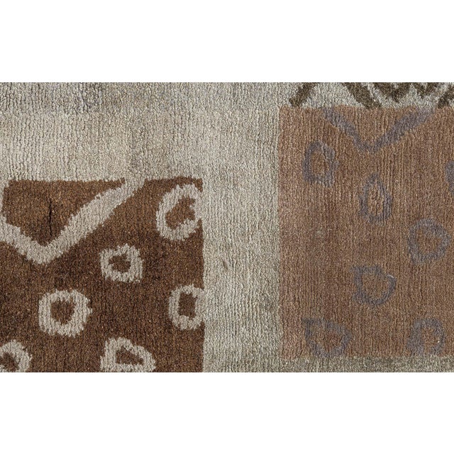 Stone Gray Modern Tibetan Patchwork Rug in Earth Tones by Doris Leslie Blau For Sale - Image 8 of 9
