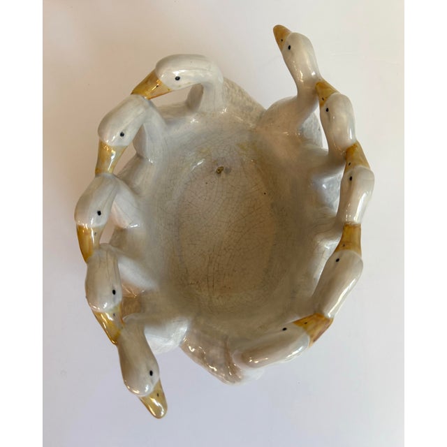 1981 Holland Mold Farmhouse Cottage Hand-Painted Ceramic Goose Ring Bowl/Planter For Sale - Image 4 of 10