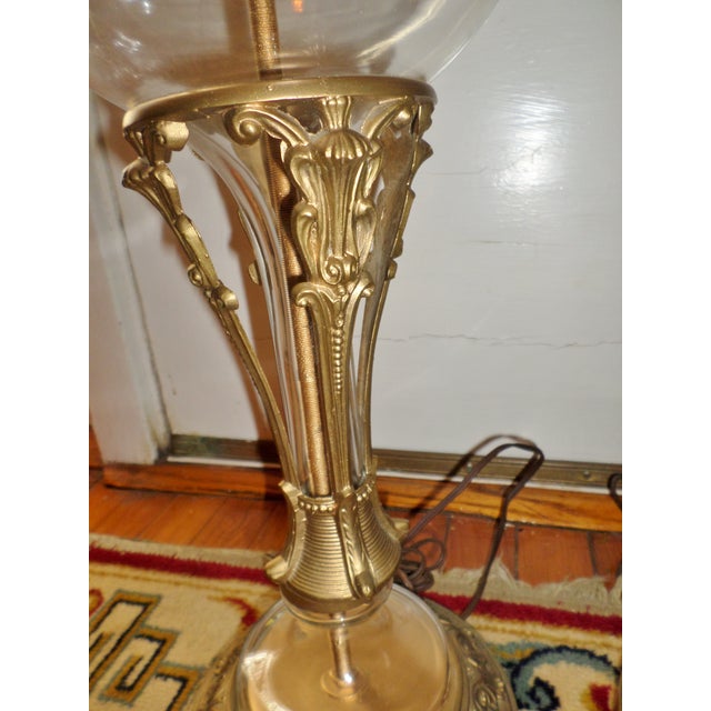Neoclassical Vintage Neoclassical Brass Glass Lamps- a Pair For Sale - Image 3 of 10
