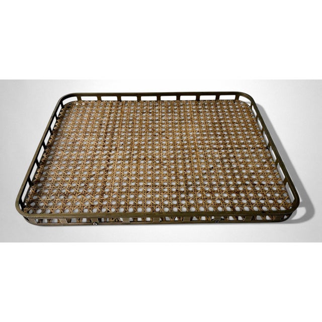 Christian Dior Christian Dior Style Lucite and Vienna Straw Italian Tray For Sale - Image 4 of 18