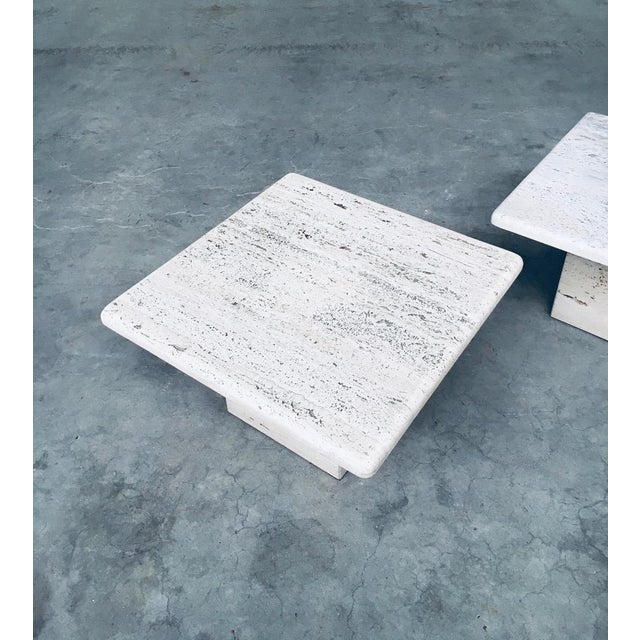 Italian Travertine Square Side End Table, 1970s, Set of 2 For Sale - Image 13 of 18