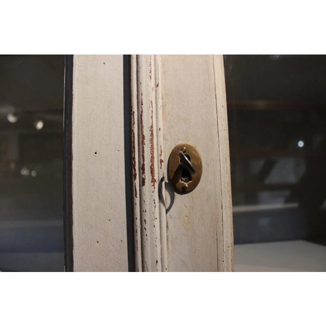 Wood Gustavian Style Grey Painted Hanging Glass Cabinet, 1820s For Sale - Image 7 of 8