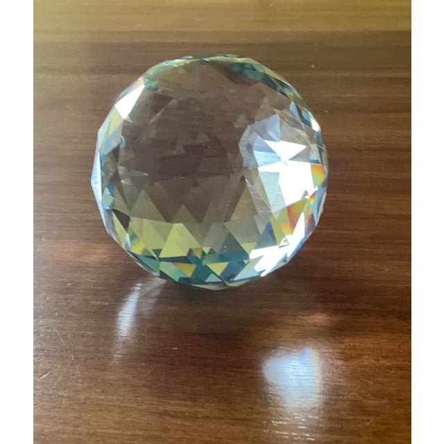 Early 20th Century Early 20th Century Large 4.75 Lb Faceted Full Lead Crystal Sphere Paperweight Orb For Sale - Image 5 of 8