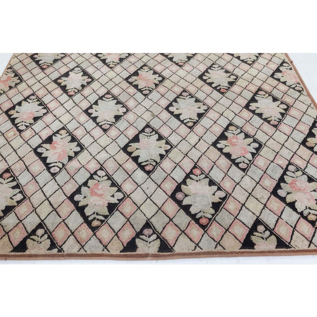 Mid-Century Modern Doris Leslie Blau Vintage Botanic Hooked Rug For Sale - Image 3 of 7