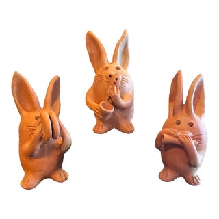 Mexican Terracotta Musical Rabbits- a Set of 3 For Sale
