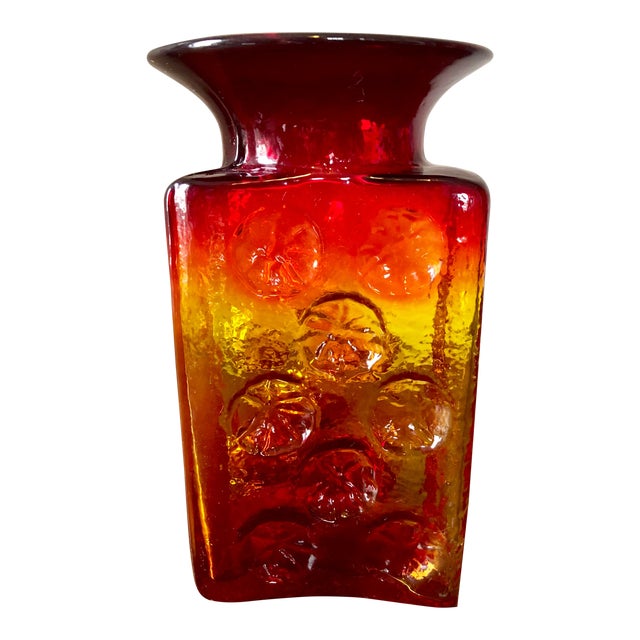 Mid Century Joel Myers for Blenko Amberina Pinwheel Vase Chairish