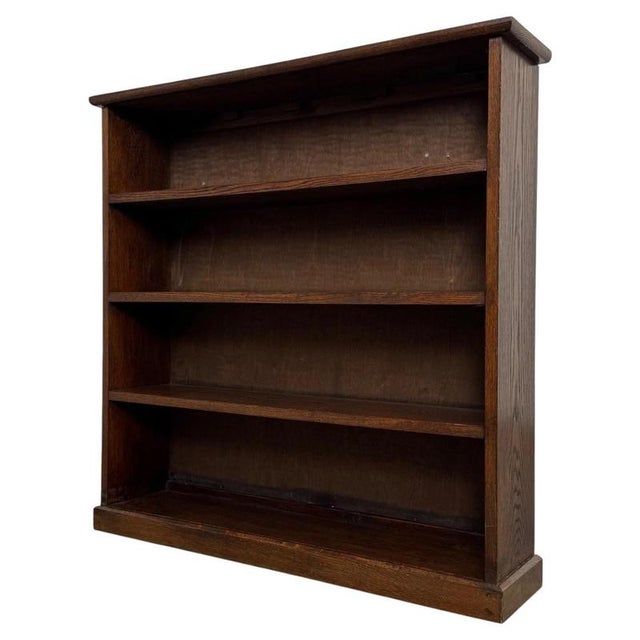 2000 - 2009 Antique Early 20th Century English Oak Open Bookcase For Sale - Image 5 of 11
