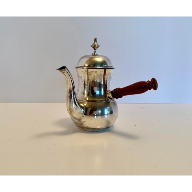 Wood Vintage Silver Plate Espresso Coffee Pot For Sale - Image 7 of 7