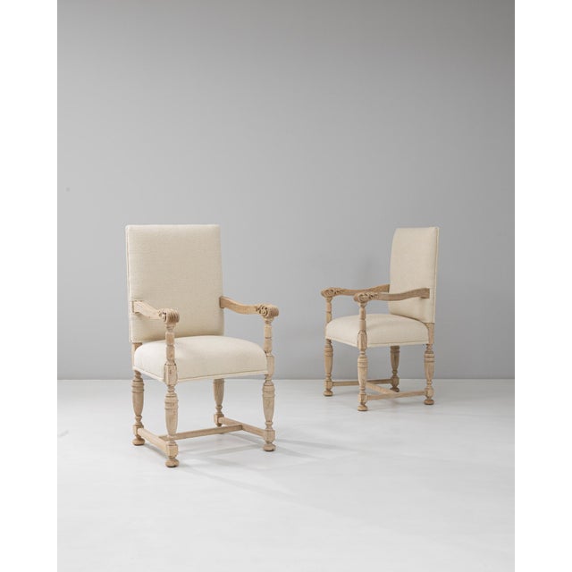 1900s French Oak Armchairs With Upholstered Cushions - A Pair For Sale - Image 16 of 18