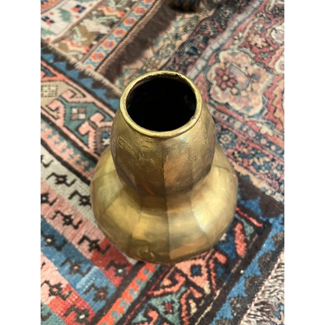 Art Nouveau Early 20th-Century French Brass Beaten Art Nouveau Vase For Sale - Image 3 of 4