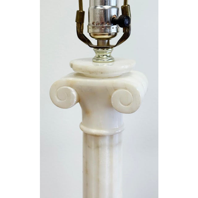 Stone Vintage Neo-Classical Marble Column Table Lamps, a Pair For Sale - Image 7 of 13