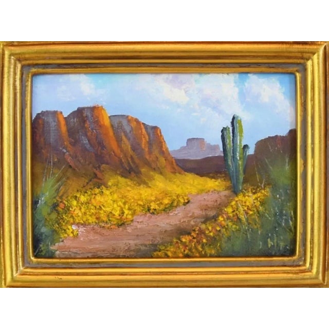 Impressionist southwestern landscape oil painting on an artist's canvas panel. It is signed by the talented artist...
