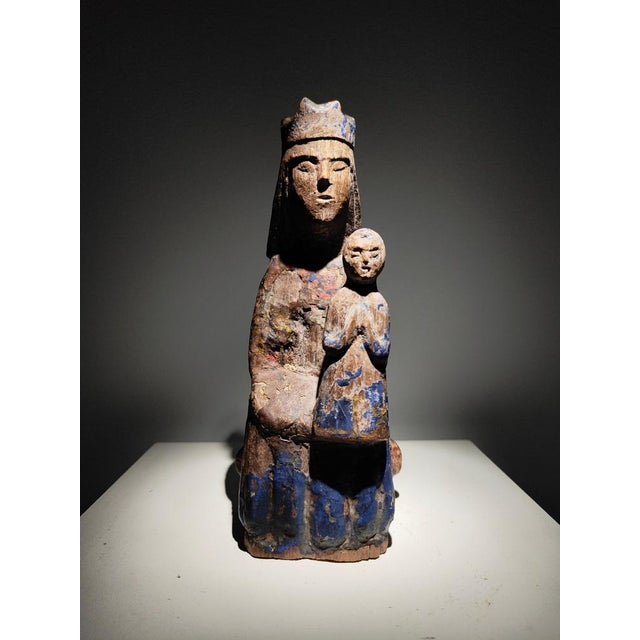 12th Century Seated Virgin with Child Sedes Sapientiae, Spain For Sale - Image 3 of 18