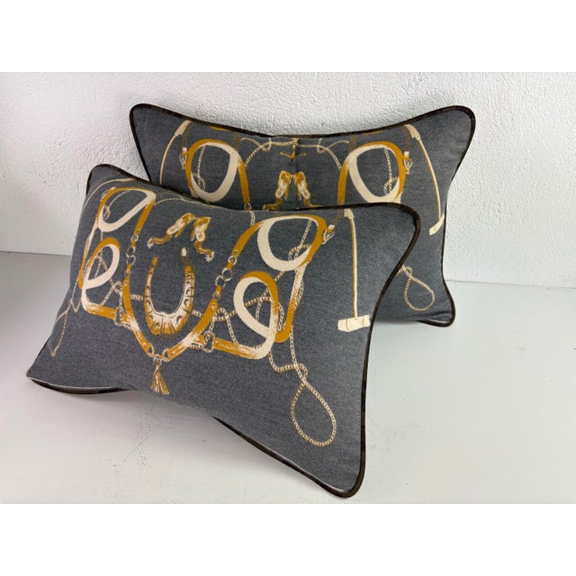 2020s Handsome Cashmere Equestrian Pillows After Ralph Lauren/a Pair For Sale - Image 5 of 9