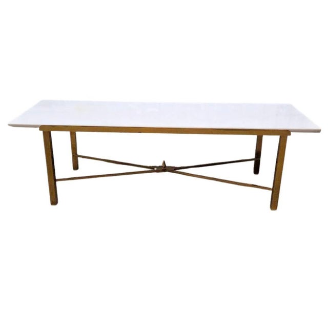1950s Brass and Marble Coffee Table in the Style of Paul McCobb For Sale - Image 5 of 12