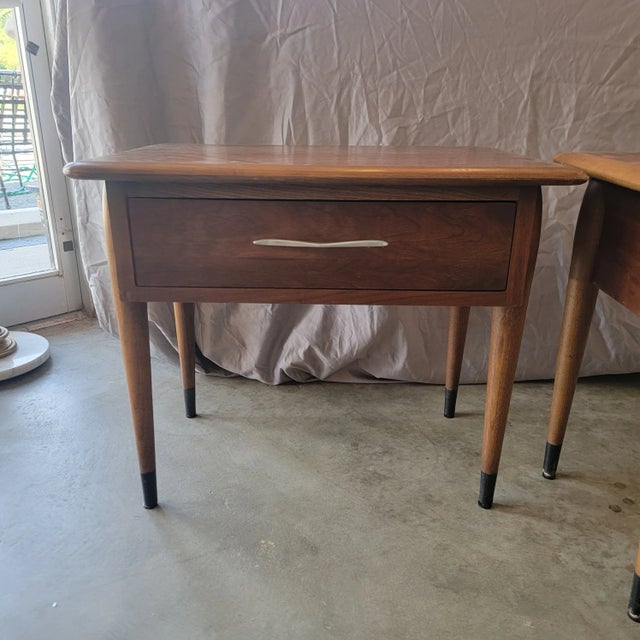 1960s Lane Mid-Century Modern Walnut Acclaim One-Drawer Side Tables - a Pair For Sale - Image 11 of 11