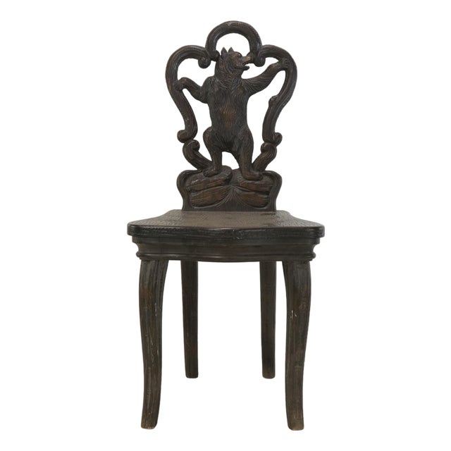 A Classic Late 19th-Century Swiss Brienz "Black Forest" Style Carved Bear Chair. For Sale
