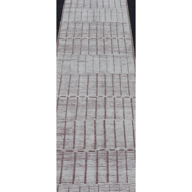 Modern Moroccan Runner With Modern Design in Cream by Keivan Woven Arts For Sale - Image 9 of 11
