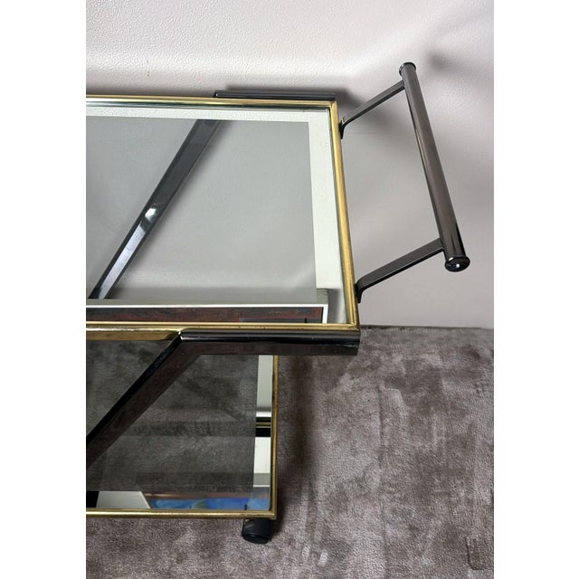 Mid 20th Century Italian Bar Cart in Burnished Steel and Brass For Sale - Image 17 of 18