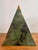 Maitland Smith pyramid shaped table object from the 1980s. Tessellated pen shell emerald green and brass pyramid cap as...