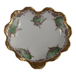 Antique B&h Limoges France Hand Painted Bowl Gilt Rim Floral 10”