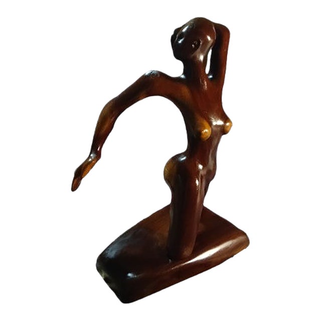 1970s Nude Sign Abstract Large Wooden Statue For Sale