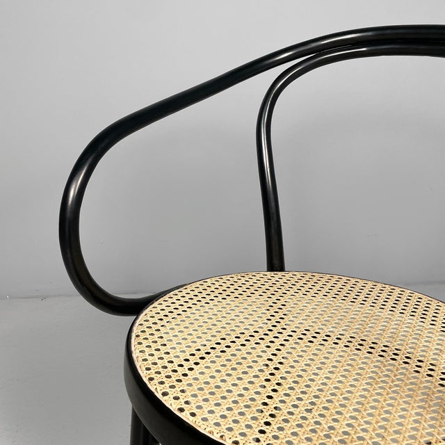 Austrian Modern Straw and Black Wood Chairs 209 by Michael Thonet for Radomsko, 1970s, Set of 4 For Sale - Image 6 of 15